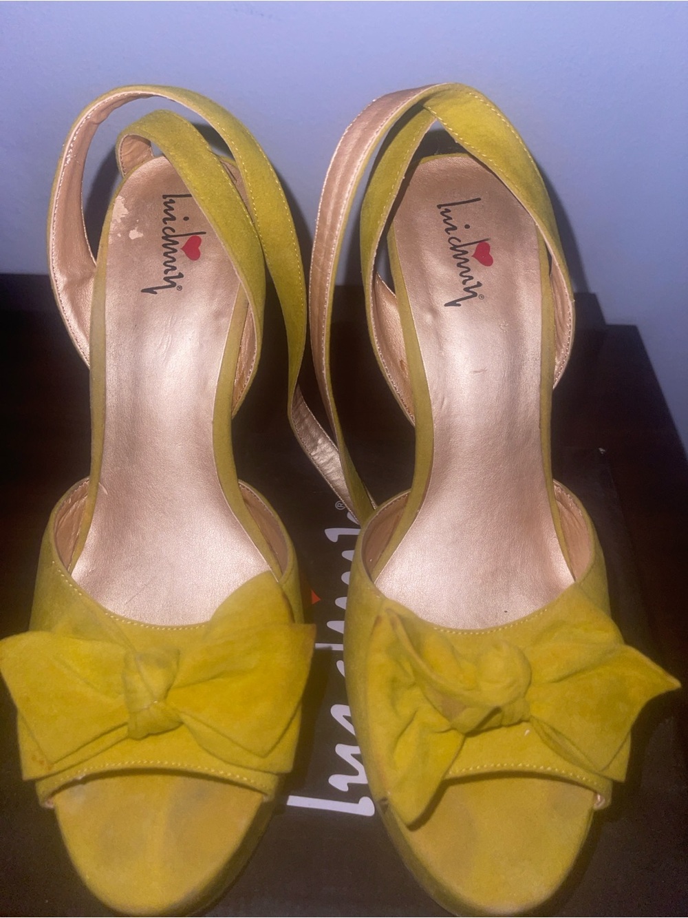 & Other Stories Yellow Bow Peep-Toe Slingback Heels